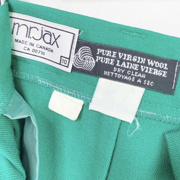 VINTAGE MR.JAX Pure Virgin Wool Green Trousers - Picture 4 of 6